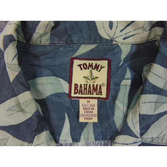 Tommy Bahama Hawaiian Shirt‎ Mens Med Gray Green Floral Palms Aloha - Picture 4 of 7